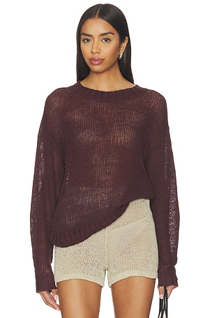 Linen Open Knit Crewneck Enza Costa