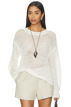 Linen Open Knit Crewneck Enza Costa
