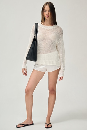 Linen Open Knit Crewneck