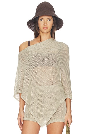Linen Open Knit Poncho Enza Costa