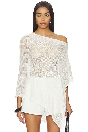 Linen Open Knit Poncho Enza Costa