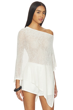Enza Costa Linen Open Knit Poncho