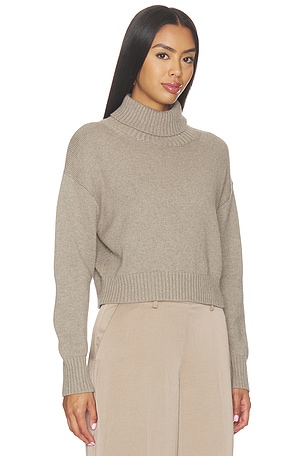 Enza Costa Cotton Cashmere Funnelneck Sweater in Brown