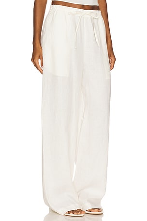 Enza Costa Linen Resort Pant in White