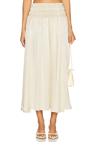 x REVOLVE Textured Satin Smocked Skirt Enza Costa