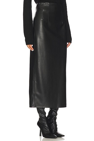 Enza Costa Leather Hi-waist Curve Skirt in Black. Size 3 / L. Also