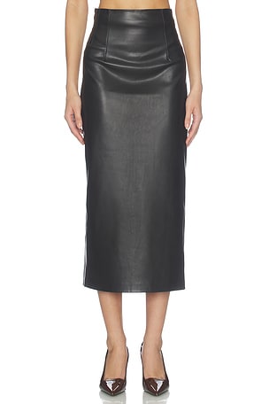 Leather High Waist Curve Skirt Enza Costa