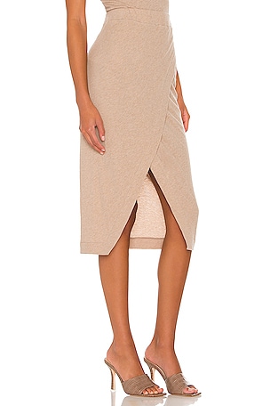 Enza Costa Cashmere Midi Skirt in Tan