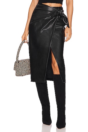 Faux Leather Wrap Skirt Enza Costa