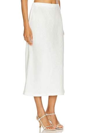 Enza Costa Linen Bias Skirt in White