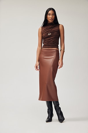 Ankle Length Leather Skirt Enza Costa