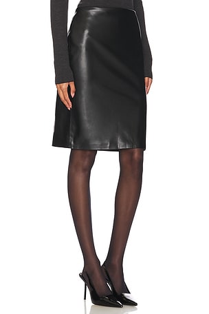 Enza Costa Knee Length Leather Skirt in Black