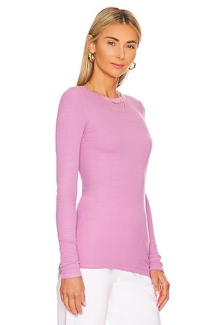 Enza Costa Silk Knit Crew in Pink