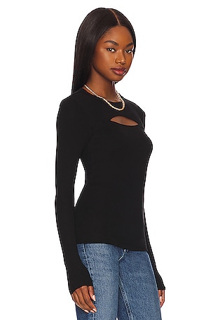 Enza Costa Silk Knit Cutout Crew in Black