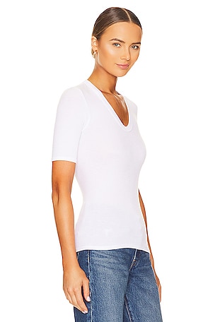 Enza Costa Half Sleeve Top in White