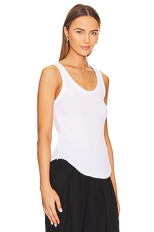 Enza Costa Pointelle Baseball Tank in White