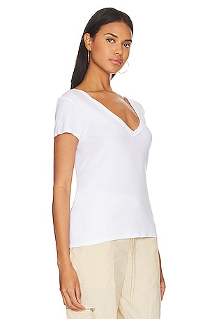 Enza Costa Perfect V Neck Top in White