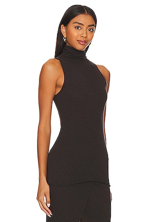 Enza Costa Cashmere Halter Turtleneck in Chocolate