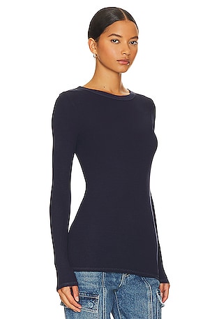 Enza Costa Silk Knit Long Sleeve Crew in Black