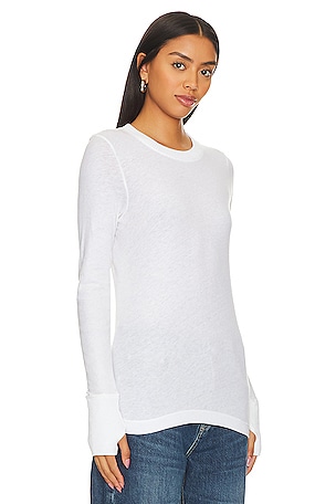 Enza Costa Cashmere Easy Cuffed Crew in White
