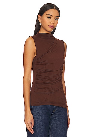 Enza Costa Sleeveless Twist Top in Brown