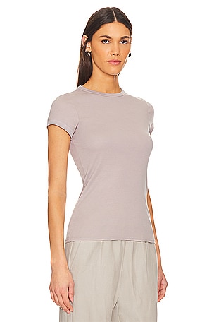 Enza Costa Supima Cotton Cap Sleeve Crew in Beige