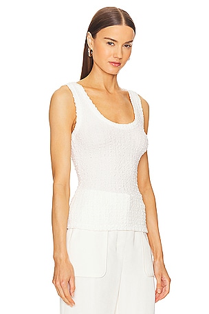 Enza Costa Puckered Tank in White