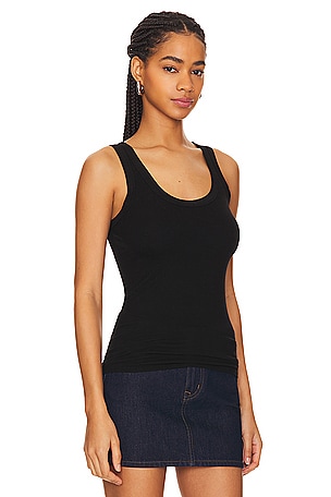 Enza Costa Silk Rib Bold Tank in Black