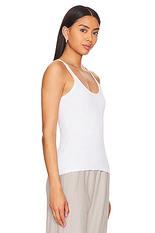 Enza Costa Linen Knit Strappy Tank in White