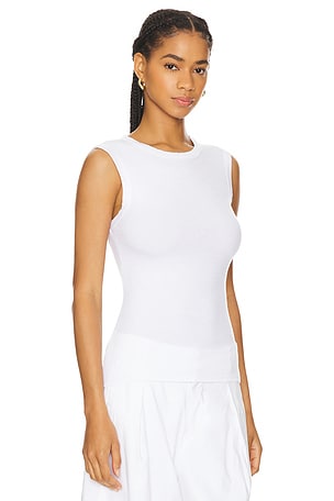 Enza Costa Stretch Silk Knit Sleeveless Tank in White