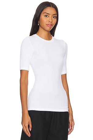 Enza Costa Silk Knit Half Sleeve Crew in White