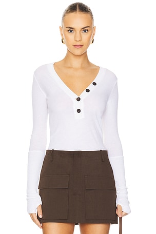 Cashmere Long Sleeve Cuffed Henley Enza Costa