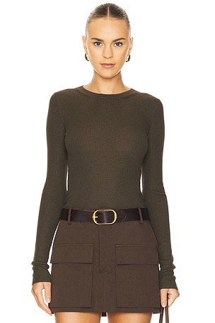 Silk Sweater Rib Long Sleeve CrewEnza Costa$225