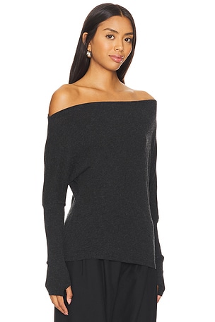 Enza Costa Cashmere Cuffed Off-shoulder Long Sleeve in Grey