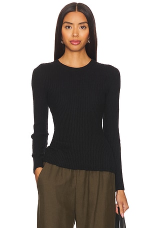 Cashmere Cotton Pointelle Long Sleeve Crew Enza Costa