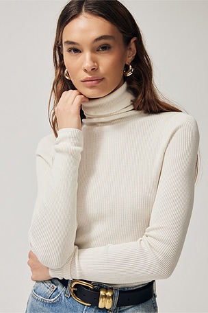 Silk Sweater Rib Turtleneck Enza Costa