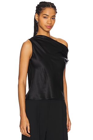 Enza Costa Silk Bias Off Shoulder Top in Black