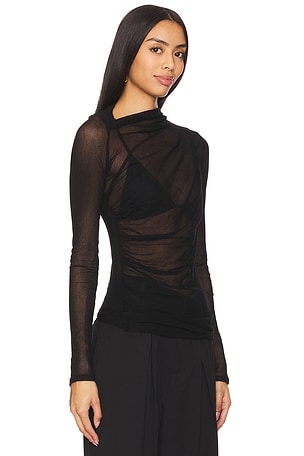 Enza Costa Long Sleeve Slash Top in Black