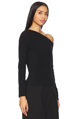 Enza Costa Exposed Shoulder Top in Black