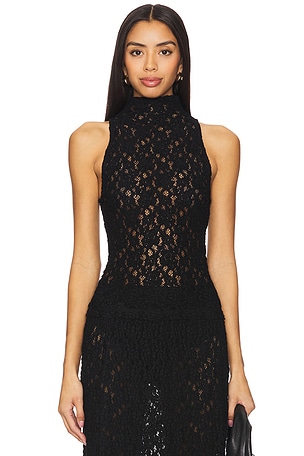 Puckered Lace Sleeveless Mockneck Enza Costa