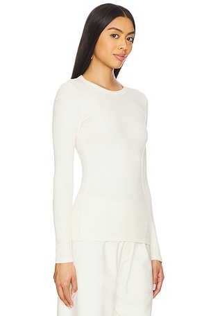 Enza Costa Rib Long Sleeve Crew Tee in Cream
