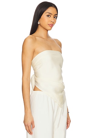 Enza Costa Fluid Twill Scarf Top in Cream