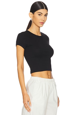 Enza Costa Supima Baby Cropped Tee in Black