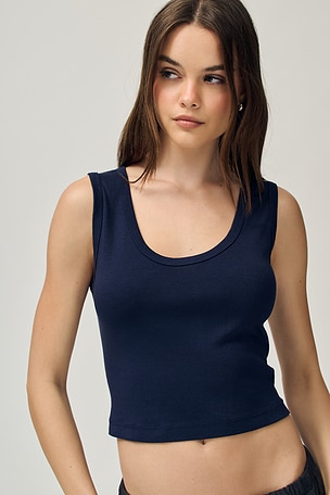 Supima Baby Cropped U Tank Top Enza Costa