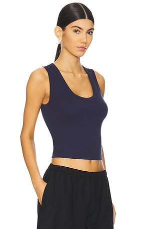 Enza Costa Supima Baby Cropped U Tank Top in Navy
