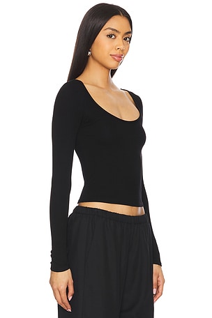 Enza Costa Silk Knit Ballet Top in Black