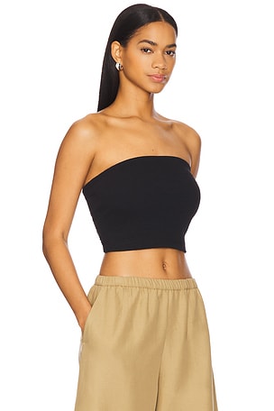 Enza Costa Jacquard Bandeau Top in Black