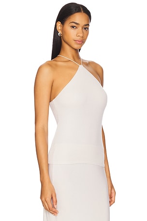 Enza Costa Silk Knit Halter Tank Top in Beige