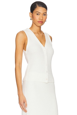Enza Costa Boucle Knit Vest in White