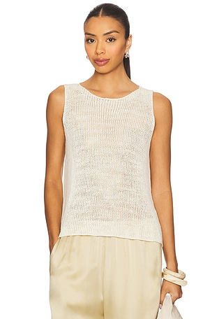 Linen Open Knit Tank Top Enza Costa